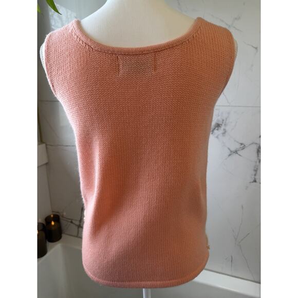Campus Casuals | Vintage 100% Wool Embroidered Beaded Knit Vest Pink - Small - Picture 3 of 5